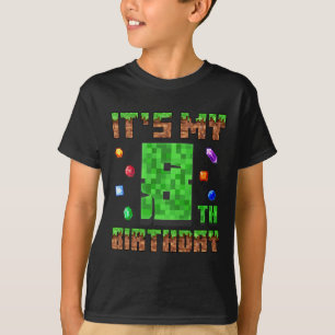Birthday Boy Kids It's My 8th Birthday Gamer Pixel T-Shirt
