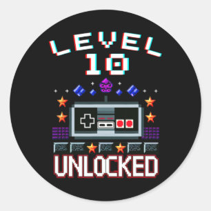Birthday Boy Level 10 Unlocked Funny Video Game Ga Classic Round Sticker