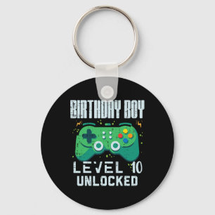 Birthday Boy Level 10 Unlocked Gamer Controller 10 Keychain
