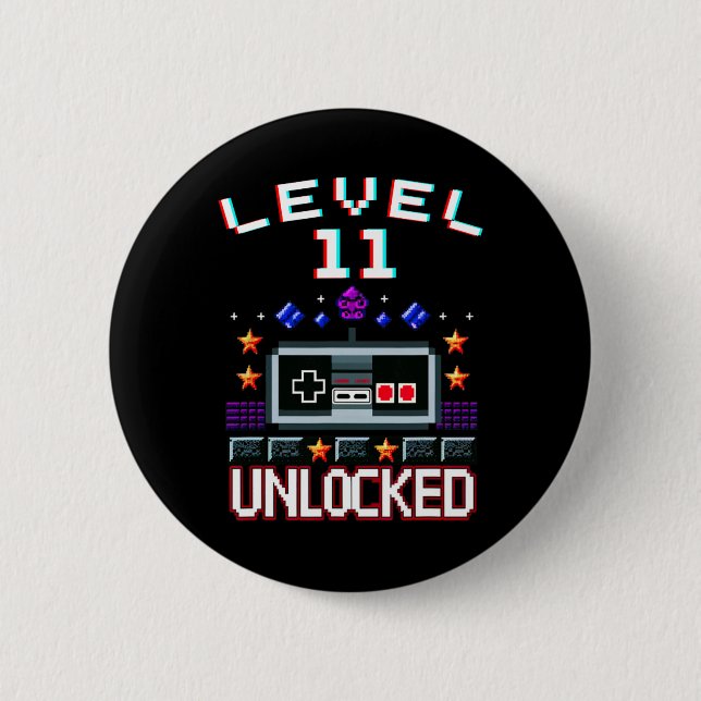 Birthday Boy Level 11 Unlocked Funny Video Game Ga 2 Inch Round Button (Front)