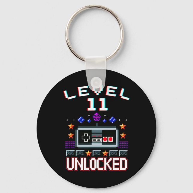 Birthday Boy Level 11 Unlocked Funny Video Game Ga Keychain (Front)