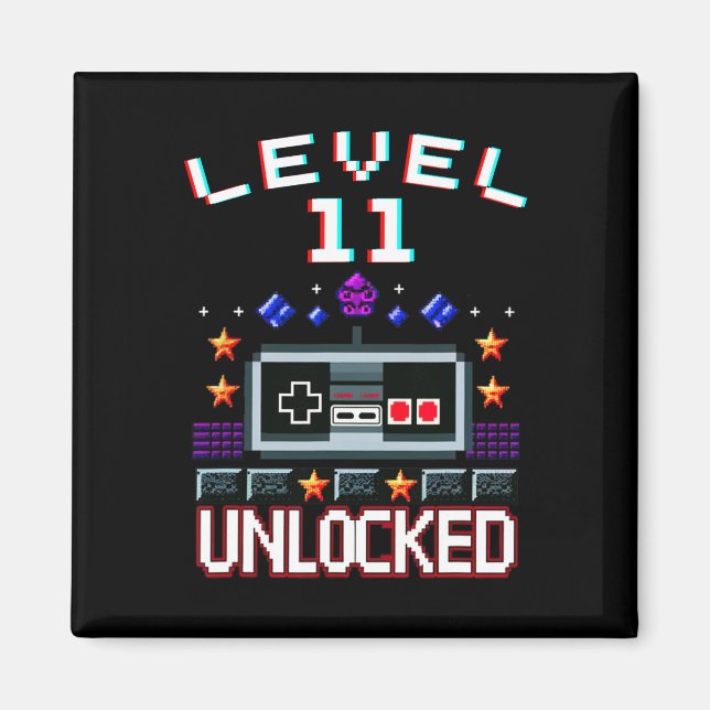 Birthday Boy Level 11 Unlocked Funny Video Game Ga Magnet (Front)