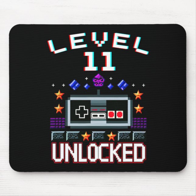 Birthday Boy Level 11 Unlocked Funny Video Game Ga Mouse Pad (Front)