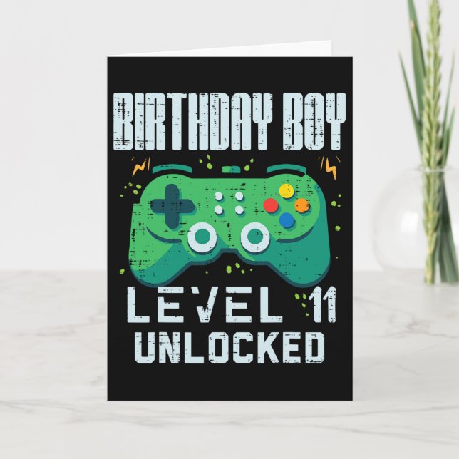 Birthday Boy Level 11 Unlocked Gamer Controller 11 Card (Front)