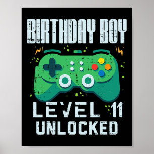 Birthday Boy Level 11 Unlocked Gamer Controller 11 Poster