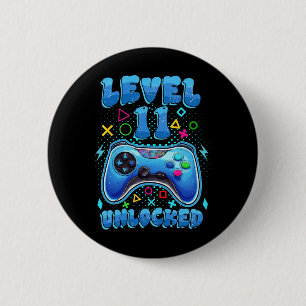 Birthday Boy Level 11 Unlocked Video Gamer 11 Year 2 Inch Round Button