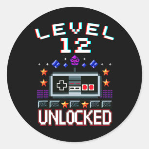 Birthday Boy Level 12 Unlocked Funny Video Game Ga Classic Round Sticker