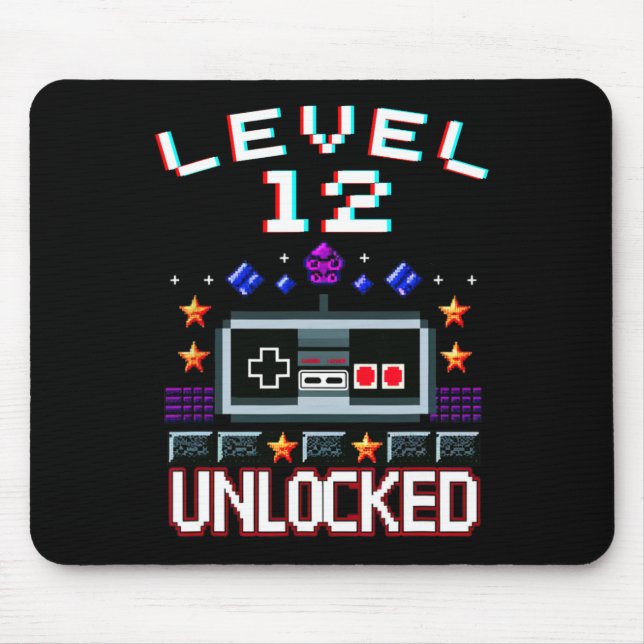 Birthday Boy Level 12 Unlocked Funny Video Game Ga Mouse Pad (Front)