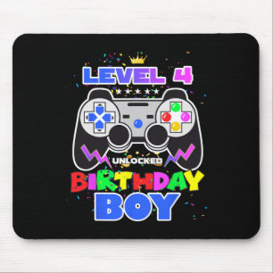 Birthday Boy Level 4 Unlocked Video Game 4th Birth Mouse Pad