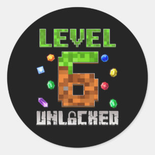 Birthday Boy Level 6 Unlocked 6th Birthday Game Pi Classic Round Sticker