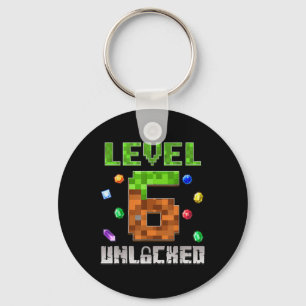 Birthday Boy Level 6 Unlocked 6th Birthday Game Pi Keychain