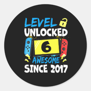 Birthday Boy Level 6 Unlocked Awesome 2017 Video G Classic Round Sticker