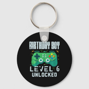 Birthday Boy Level 6 Unlocked Gamer Controller 6th Keychain