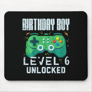 Birthday Boy Level 6 Unlocked Gamer Controller 6th Mouse Pad