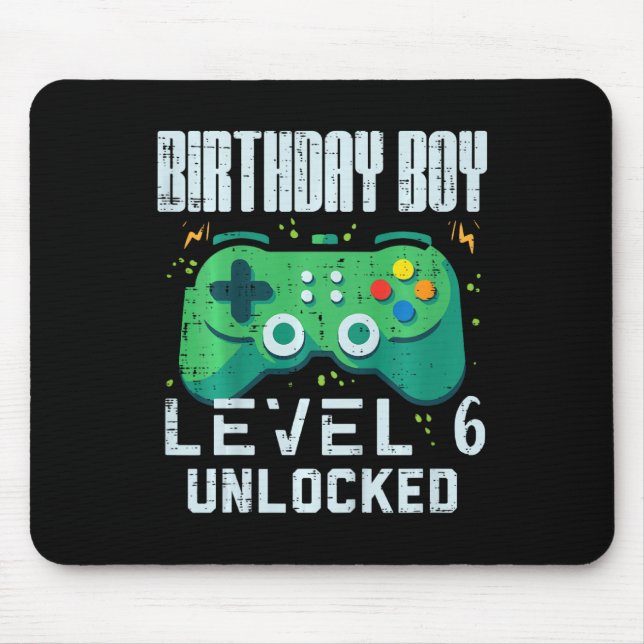 Birthday Boy Level 6 Unlocked Gamer Controller 6th Mouse Pad (Front)