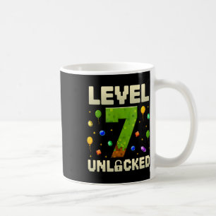 Birthday Boy Level 7 Unlocked 7th Birthday Pixel G Coffee Mug