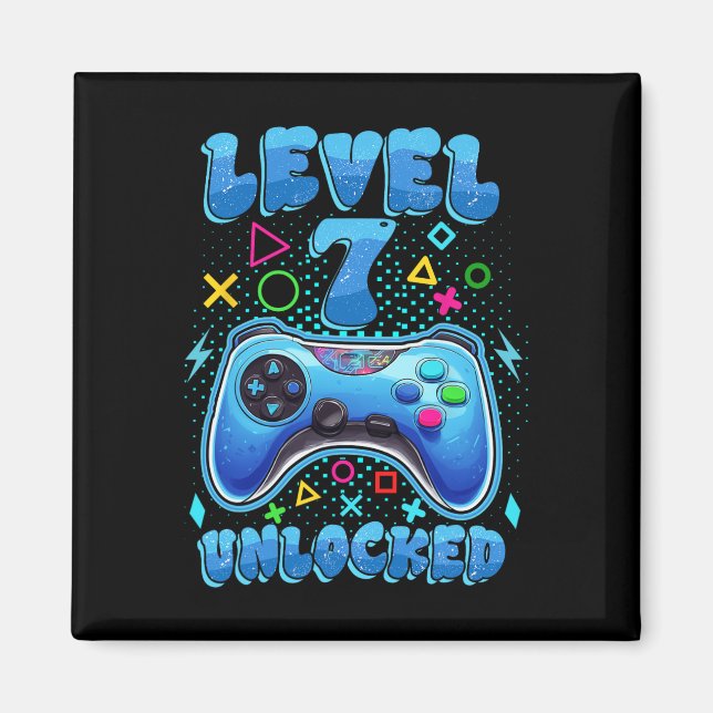 Birthday Boy Level 7 Unlocked Video Gamer Birthday Magnet (Front)