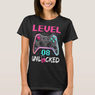 Birthday Boy Level 8 Unlocked 8 Years Old Gamer B T-Shirt