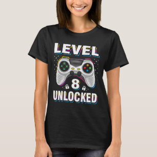 Birthday Boy Level 8 Unlocked Video Gamer 8 Years T-Shirt
