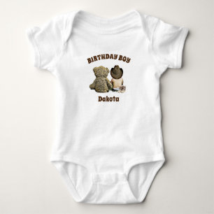 Birthday Boy Lil' Cowboy and Teddy Bear Baby Bodysuit