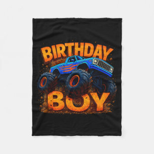 Birthday Boy Monster Truck Funny Family Matching  Fleece Blanket