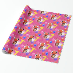 Birthday Boy or Girl age 7 Ladybug wrapping paper. Paper
