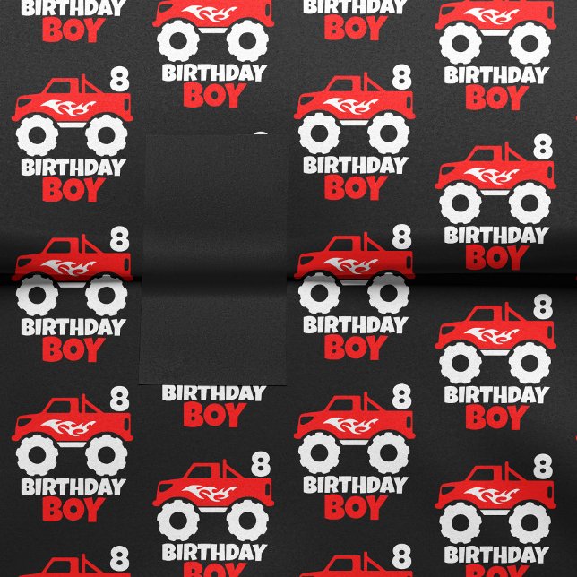 Birthday Boy Red Monster Truck with Age Black Tissue Paper (Creator Uploaded)