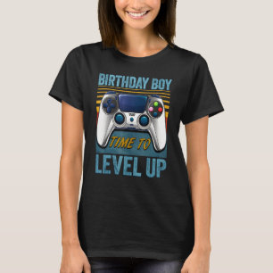 Birthday Boy Retro Gamer Boy Time To Level Up Gami T-Shirt