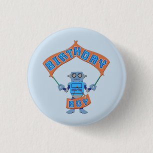 Birthday Boy Robot 1 Inch Round Button