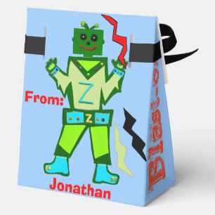 Birthday Boy Robot Blue Spaceship Blue Kids Favor Box