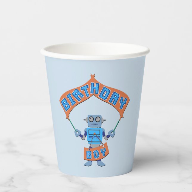 Birthday Boy Robot     Paper Cups (Front)
