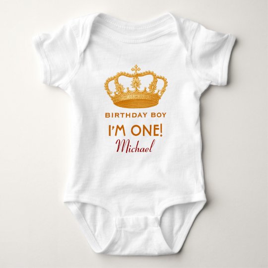 Birthday Boy Royal Prince Crown One Year Old V02 Baby Bodysuit