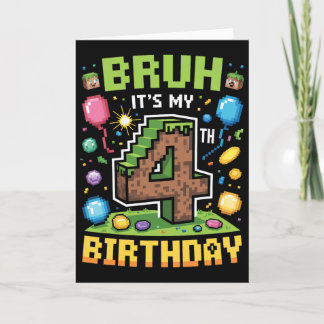 Birthday Boy Shirt Bruh It's My 4th Birthday Video Card