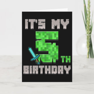 Birthday Boy Shirt It's My 5th Birthday Gamer Pixe Card