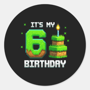 Birthday Boy Shirt It's My 6th Birthday Funny Game Classic Round Sticker