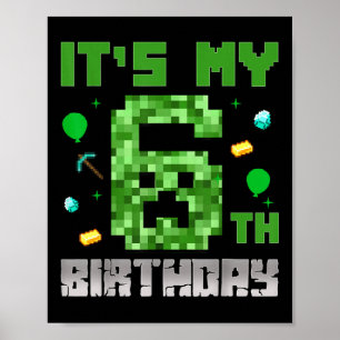 Birthday Boy Shirt Its My 6th Birthday Video Game  Poster