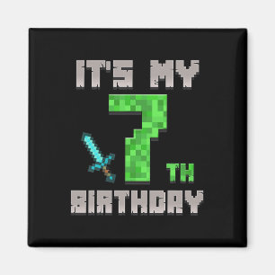 Birthday Boy Shirt It's My 7th Birthday Gamer Pixe Magnet
