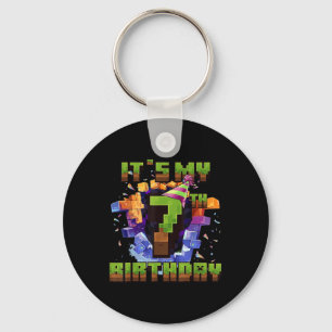 Birthday Boy Shirt Its My 7th Birthday Video Game Keychain