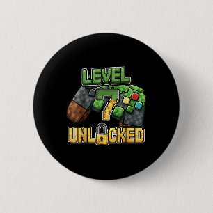 Birthday Boy Shirt Level 7 Unlocked 7th Birthday G 2 Inch Round Button