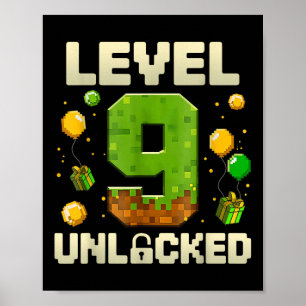 Birthday Boy Shirt Level 9 Unlocked 9th Birthday G Poster