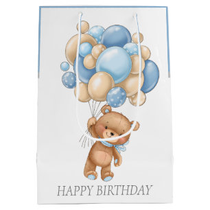 BIRTHDAY Boy Teddy BALLOONS gift bag