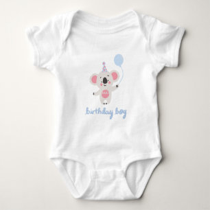 Birthday Boy Teddy Bear Holding A Balloon Baby Bodysuit
