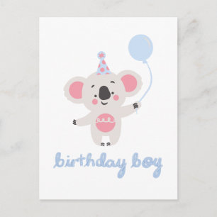 Birthday Boy Teddy Bear Holding A Balloon Holiday Postcard