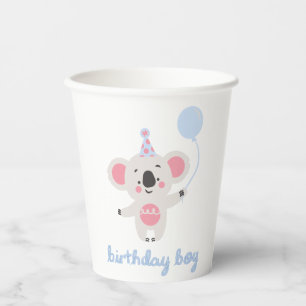 Birthday Boy Teddy Bear Holding A Balloon Paper Cups
