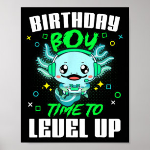 Birthday Boy Time To Level Up Gamer Birthday Kids Poster