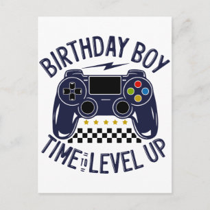 Birthday Boy Time to Level Up Holiday Postcard