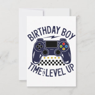 Birthday Boy Time to Level Up RSVP Card