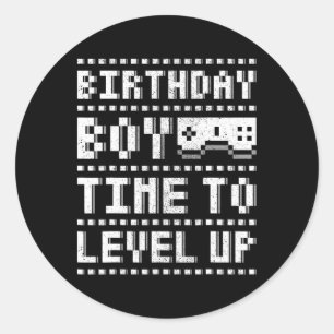 Birthday Boy Time To Level Up Teen Boys Video Game Classic Round Sticker