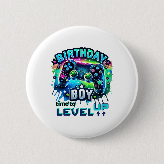 Birthday Boy Time To Level Up Video Game Birthday  2 Inch Round Button (Front)