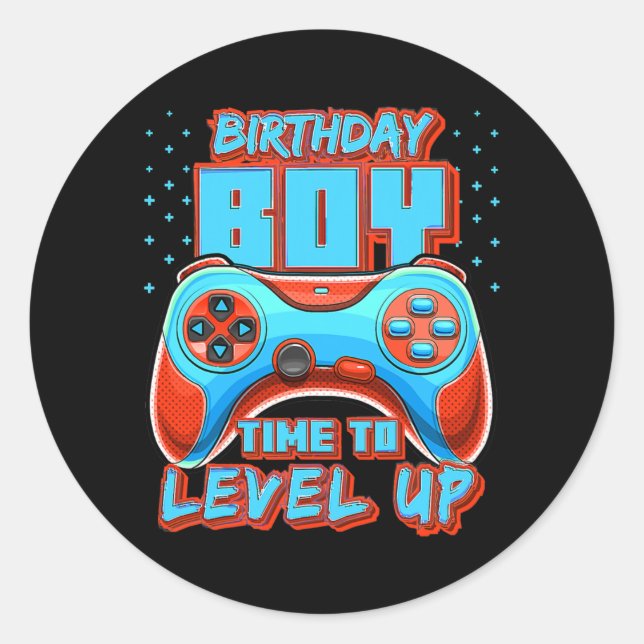 Birthday Boy Time to Level Up Video Game Birthday Classic Round Sticker (Front)